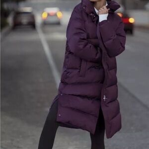 NWOT Athleta Spiced Cabernet Sateen Long Puffer Jacket